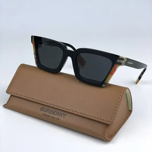 NEW Burberry BE4392U BRIAR 405587  Black Vintage Check Dark Grey  Cat Eye Women - Picture 2 of 9